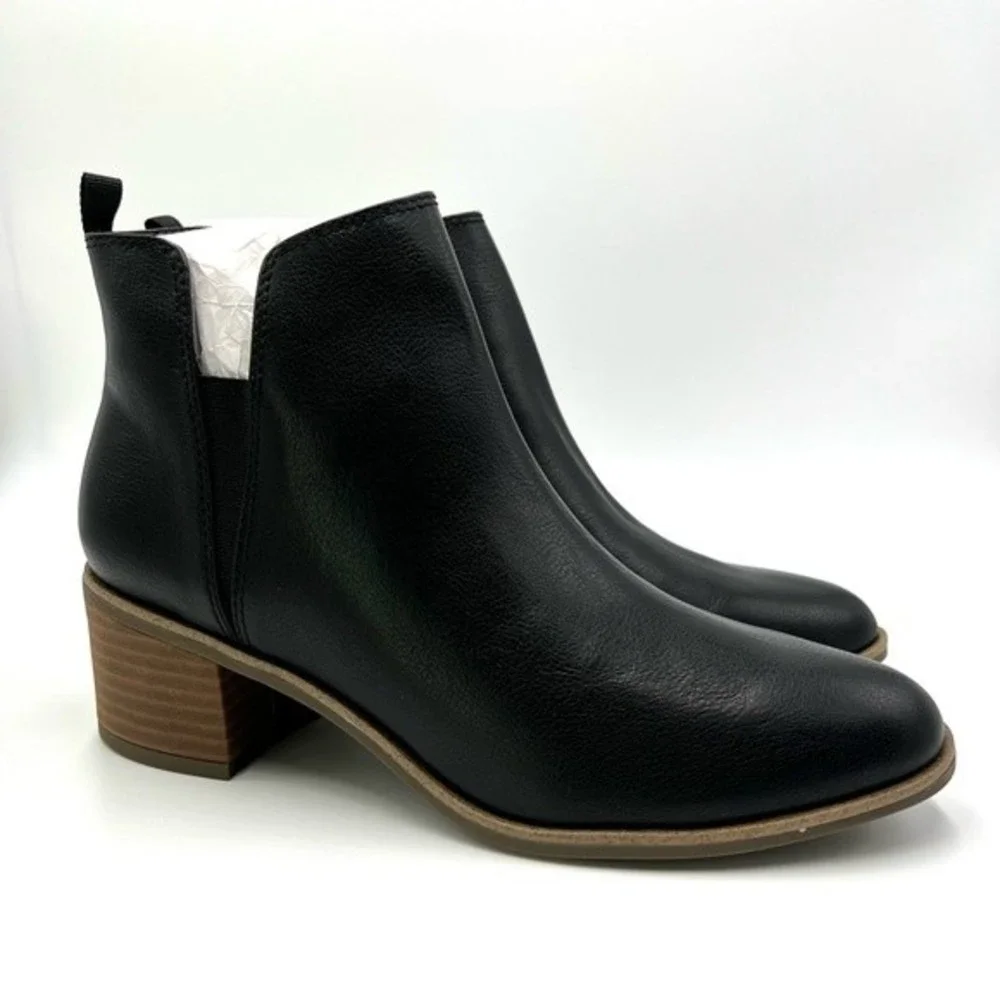 Dr Scholls Womens Size 8 Teammate Black Vegan Leather Ankle‎ Boots Booties Shoes